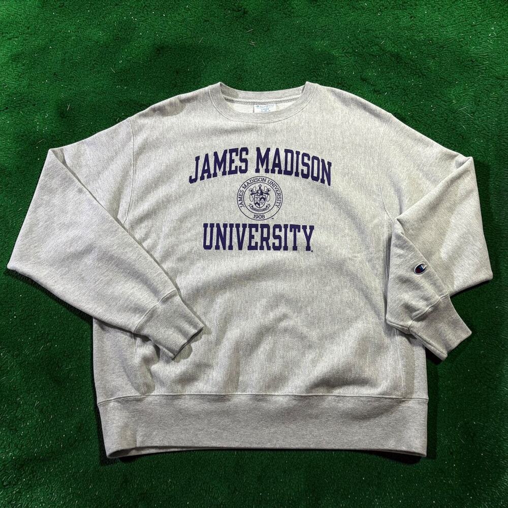 Champion Reverse Weave James Madison University JMU Sweatshirt Gray Large